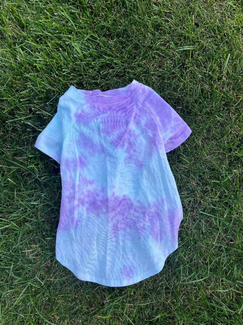 Pet Dog Medium (15-30 lbs) Purple & Teal Random Tie-Dye Shirt